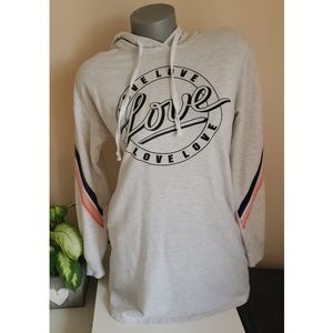 Inspired Hearts Gray Love Long Hoodie M